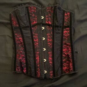 red & black lace corset
